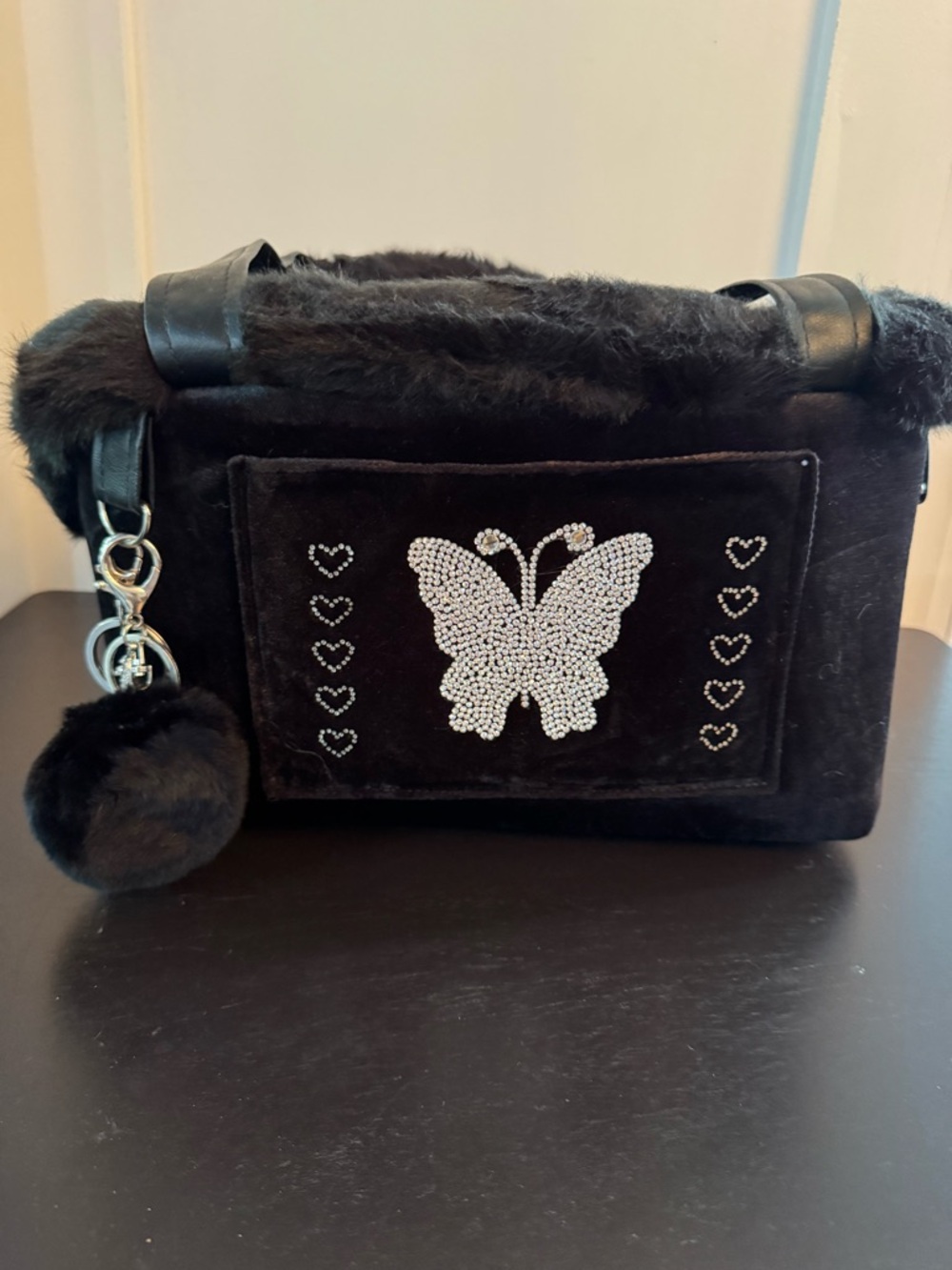 Custom Handmade Black Small Pet Carrier w/Rhinestones - Picture 12 of 16